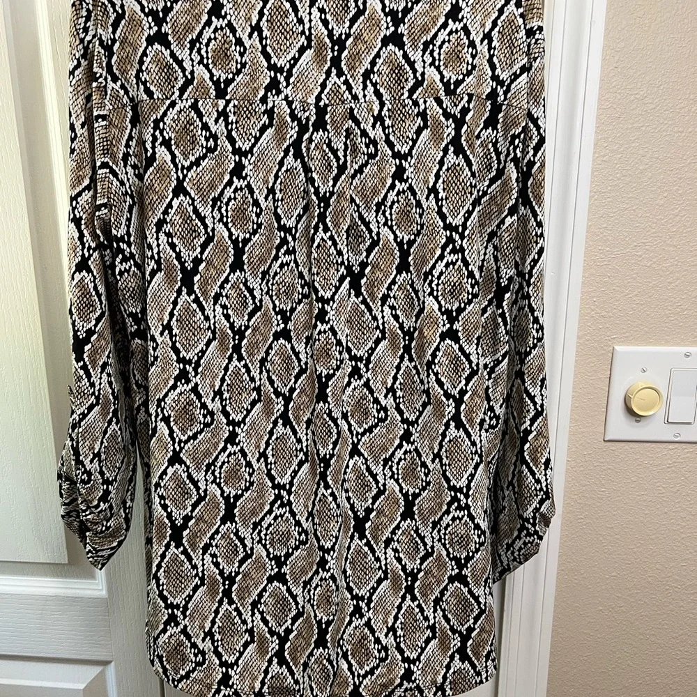 Michael Kors Black and Brown Snake Print Blouse - Picture 4 of 5